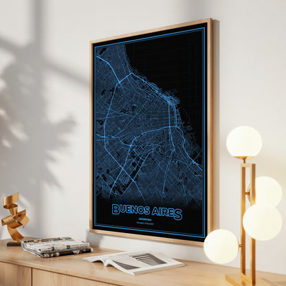 Buenos Aires Phosphor Map Poster - IBM Blue