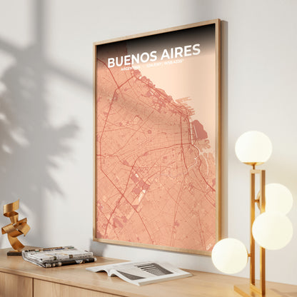 Buenos Aires Blush Map Poster
