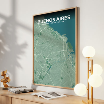 Buenos Aires Mist Map Poster