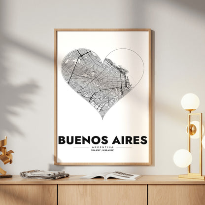 Buenos Aires Heart Map Poster