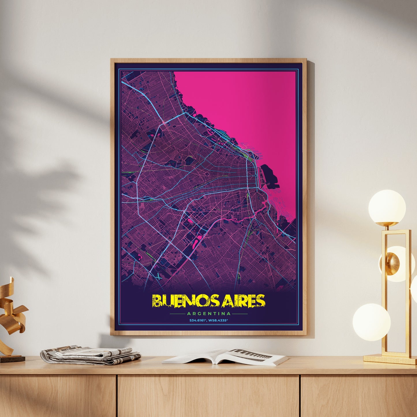 Buenos Aires Cyberpunk Map Poster