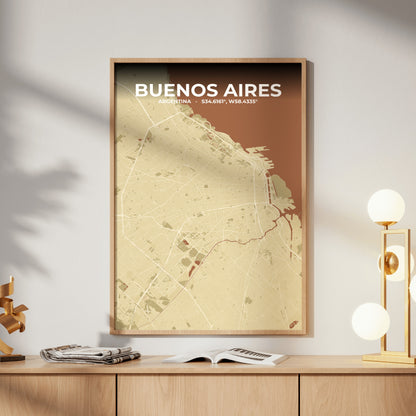 Buenos Aires Ember Map Poster
