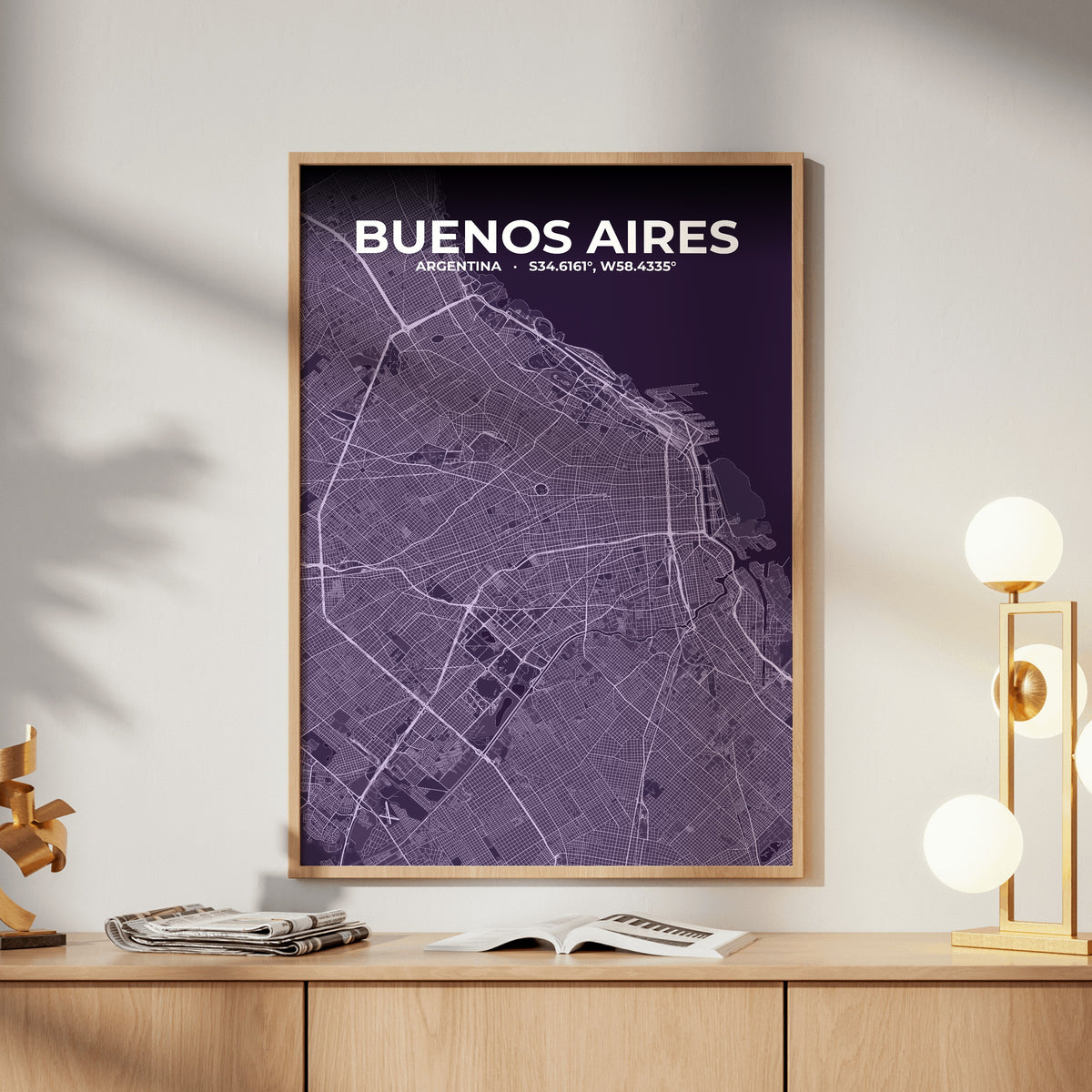 Buenos Aires Dusk Map Poster