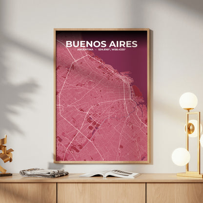 Buenos Aires Scarlet Map Poster