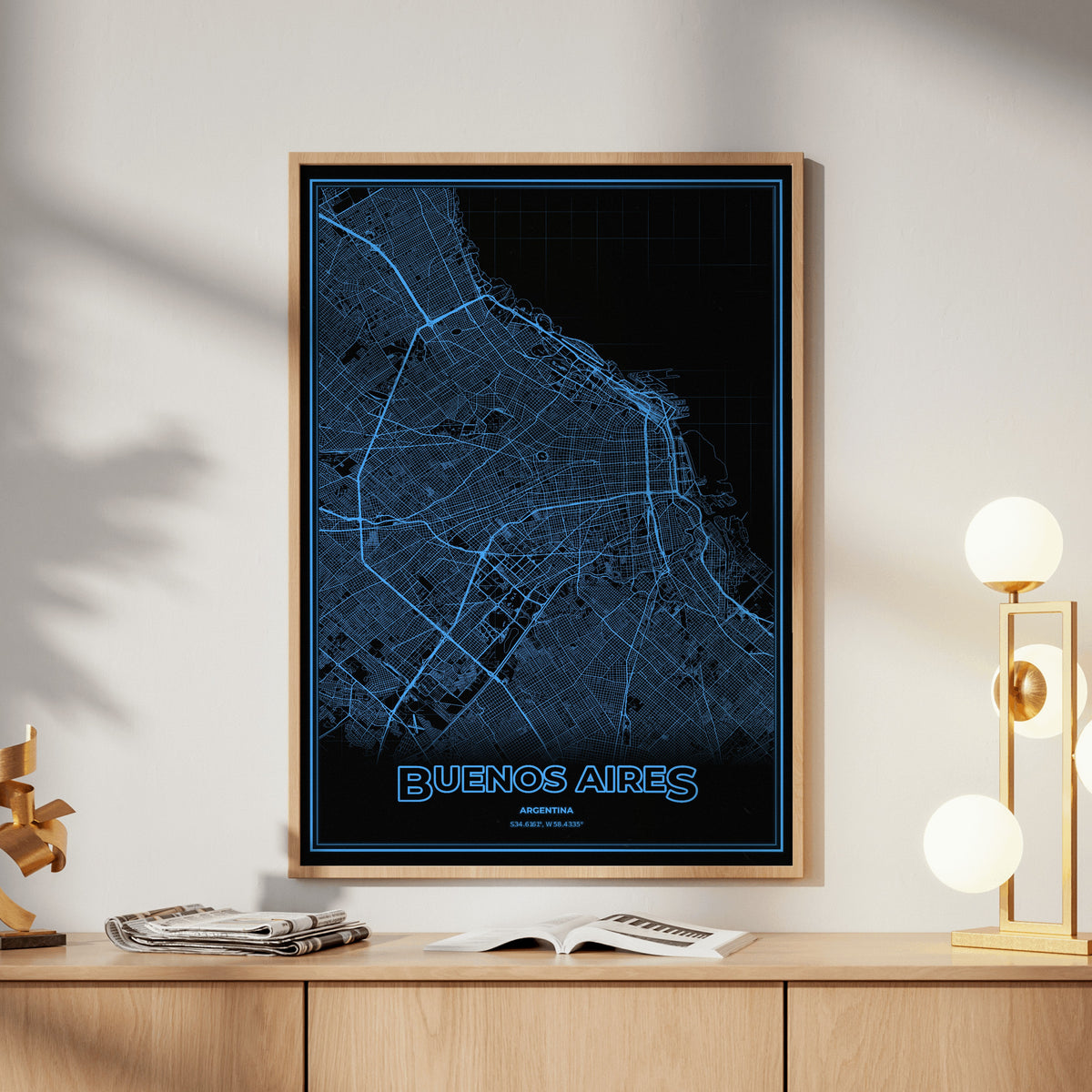Buenos Aires Phosphor Map Poster - IBM Blue