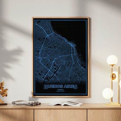 Buenos Aires Phosphor Map Poster - IBM Blue