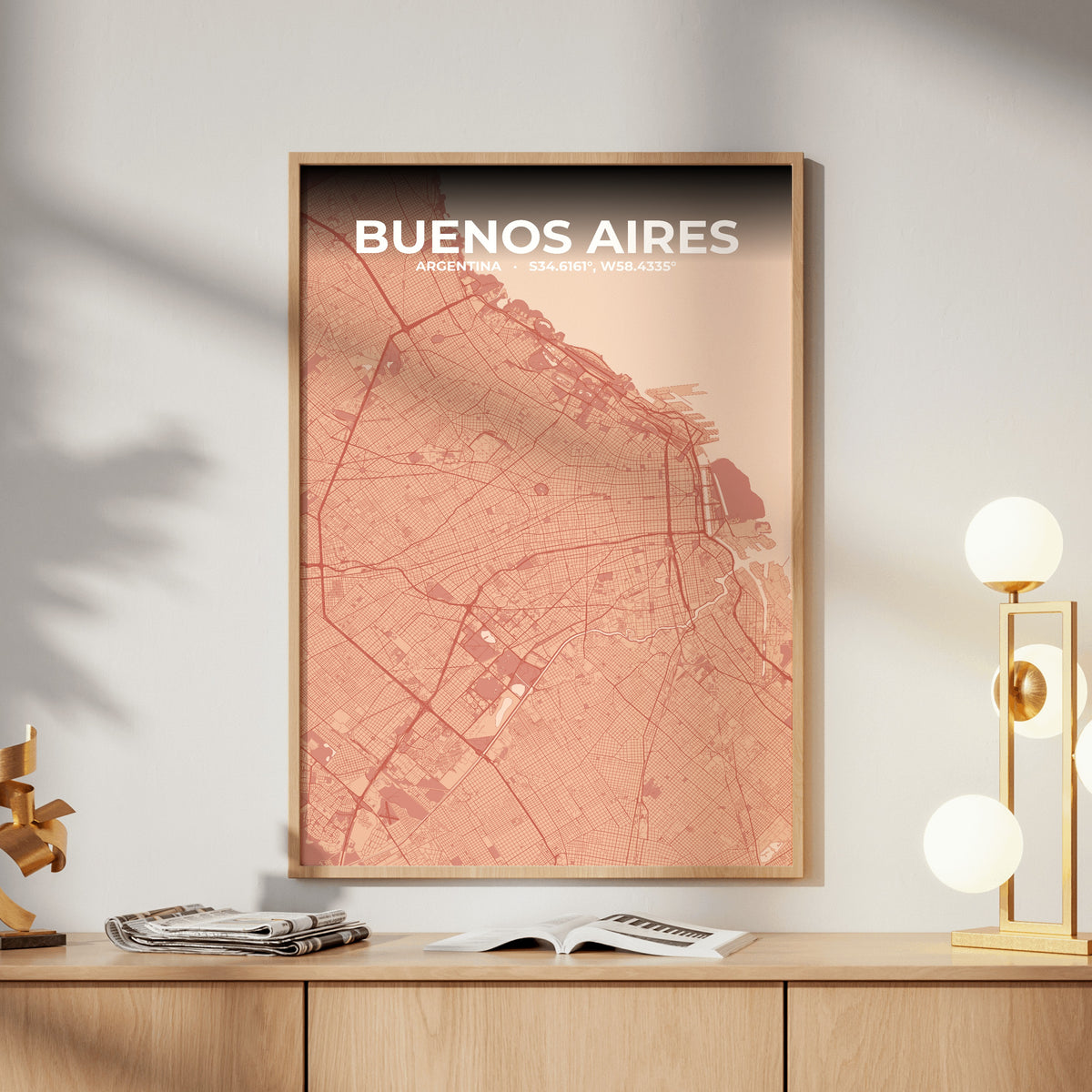 Buenos Aires Blush Map Poster