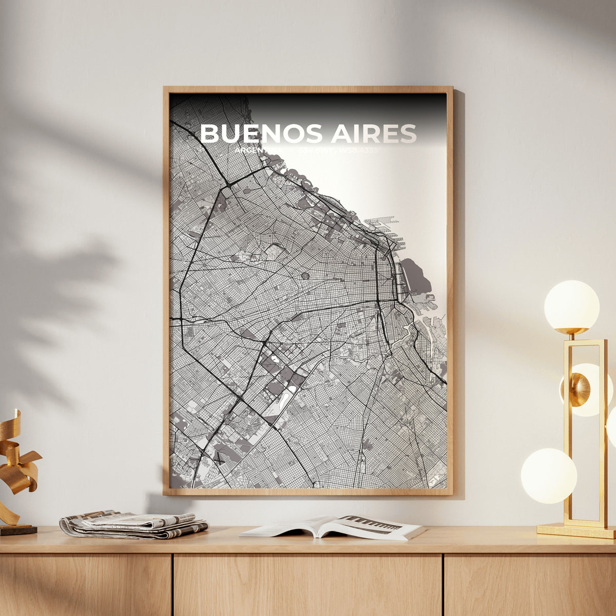 Buenos Aires Ash Map Poster