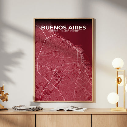 Buenos Aires Garnet Map Poster