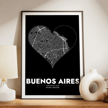 Buenos Aires Heart Map Poster