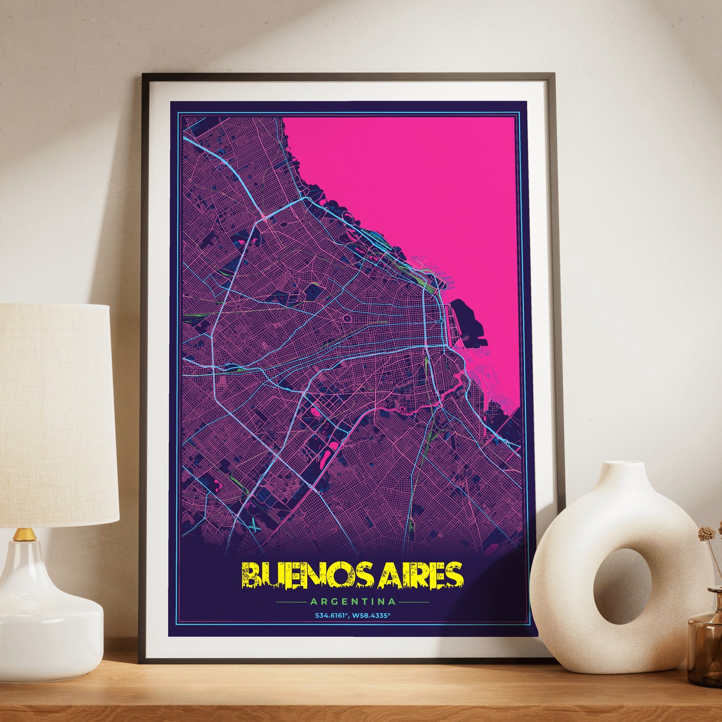Buenos Aires Cyberpunk Map Poster