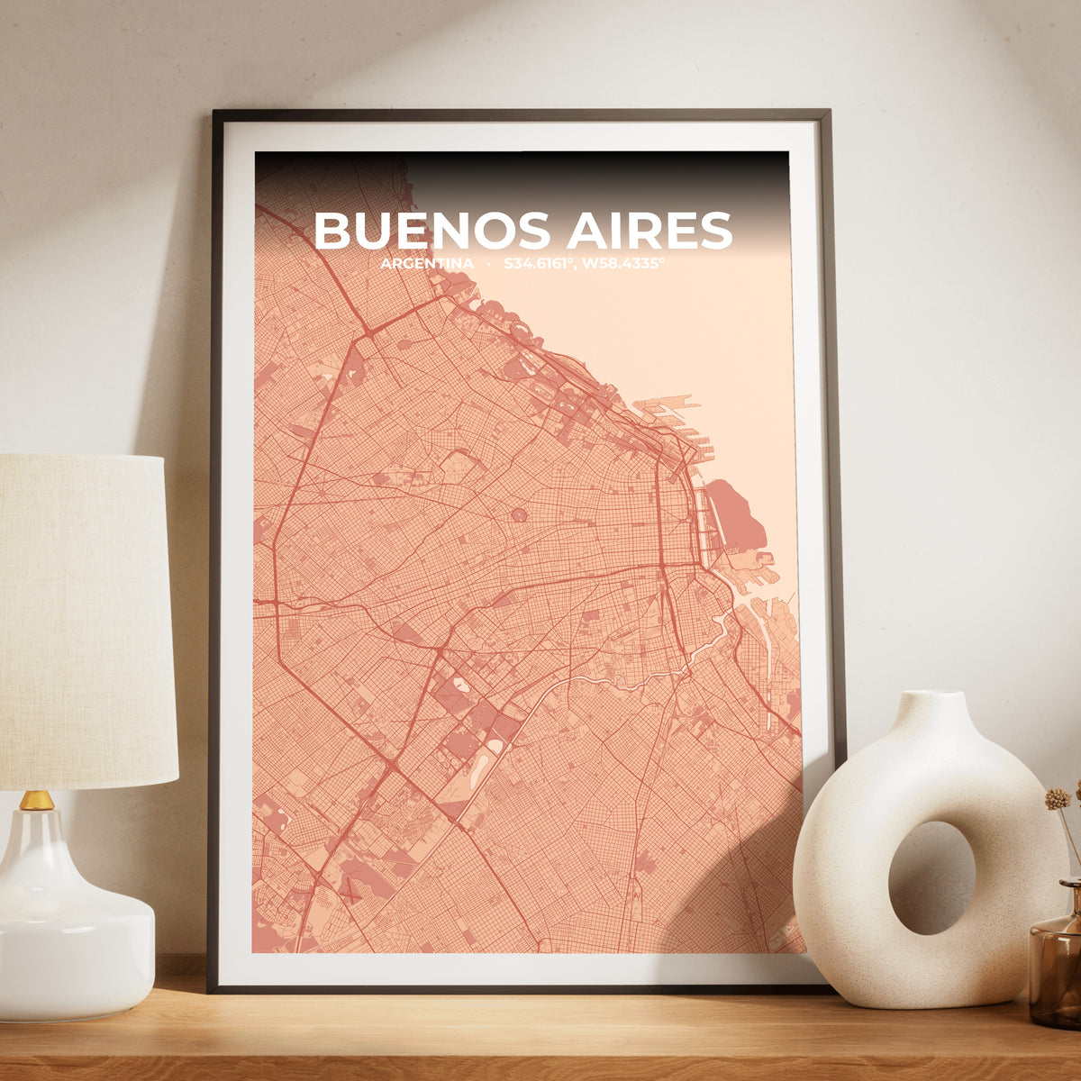 Buenos Aires Blush Map Poster