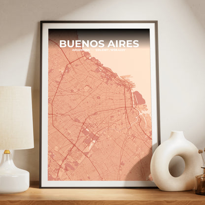 Buenos Aires Blush Map Poster