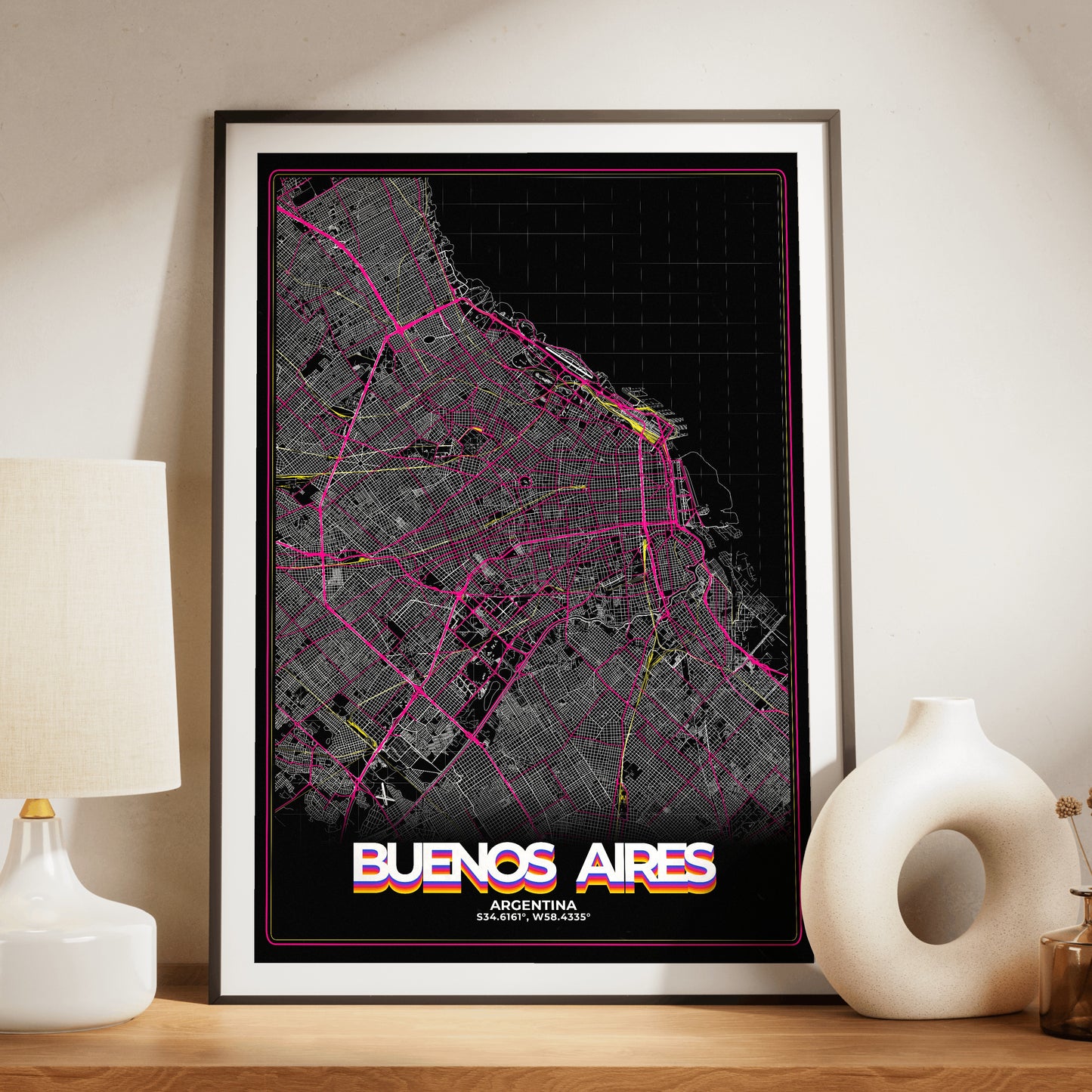 Buenos Aires Retro Map Poster