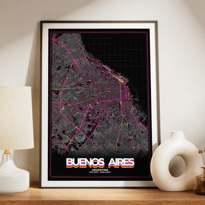 Buenos Aires Retro Map Poster
