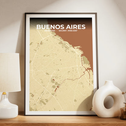Buenos Aires Ember Map Poster