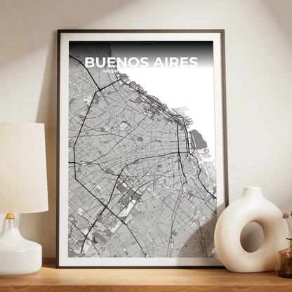 Buenos Aires Ash Map Poster