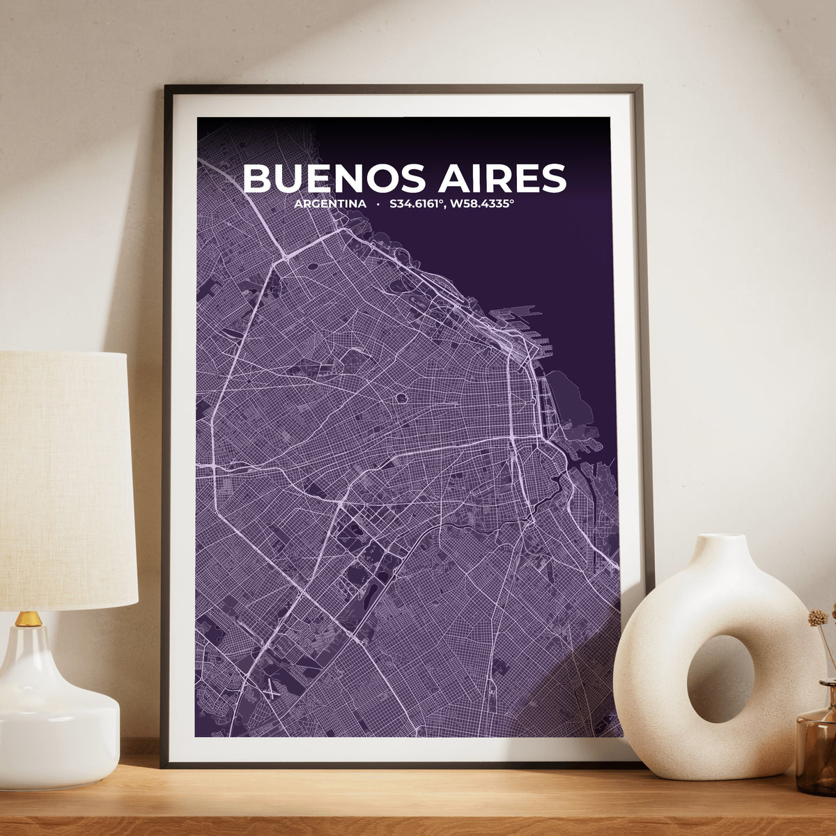 Buenos Aires Dusk Map Poster