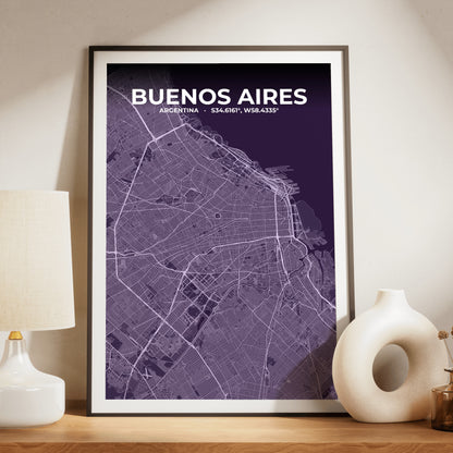 Buenos Aires Dusk Map Poster