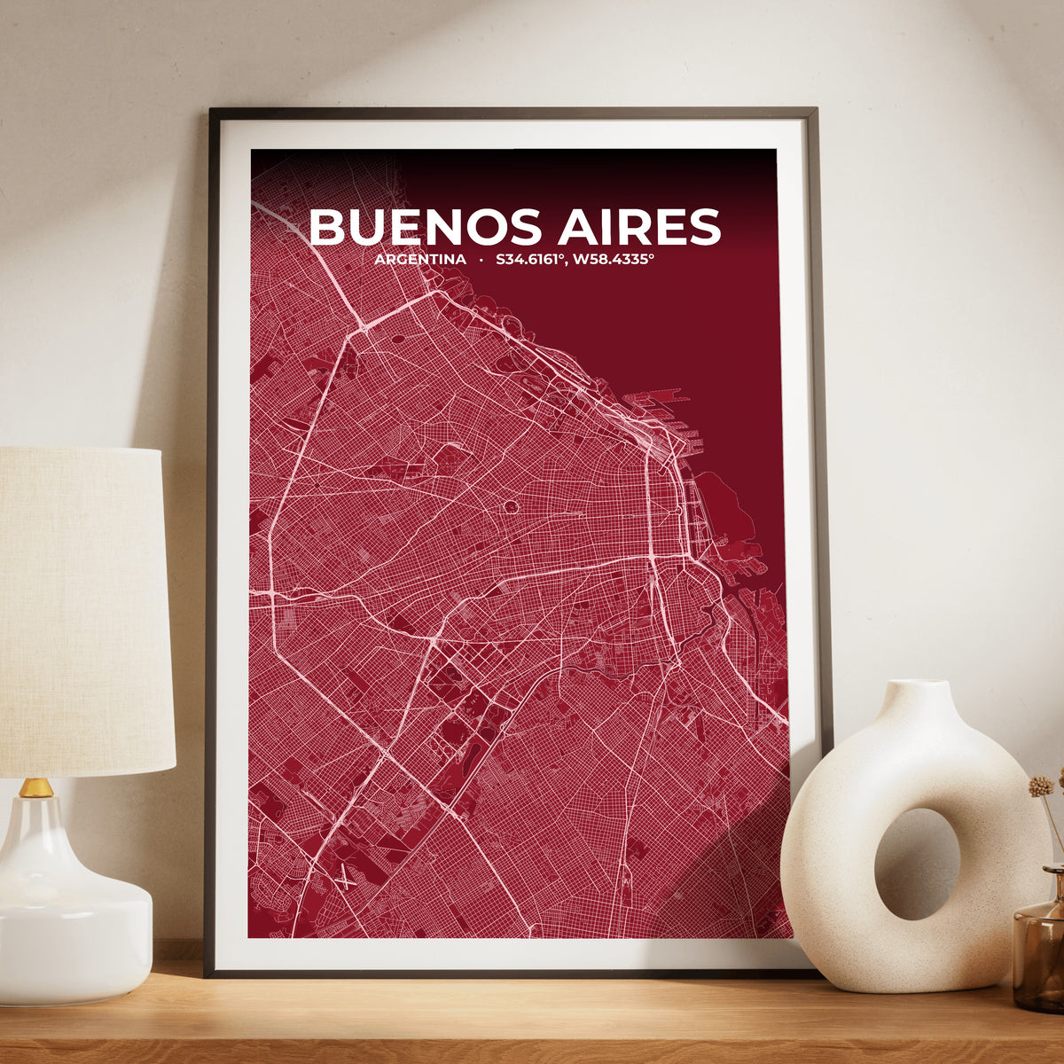 Buenos Aires Garnet Map Poster