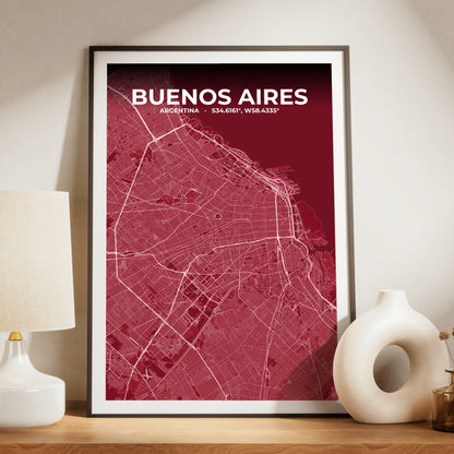 Buenos Aires Garnet Map Poster