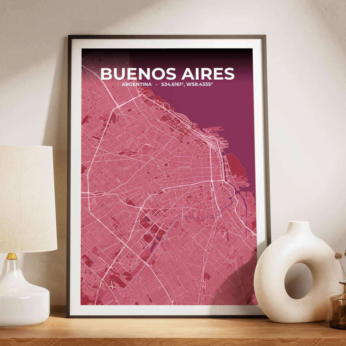 Buenos Aires Scarlet Map Poster