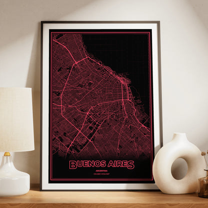 Buenos Aires Phosphor Map Poster - System Alert