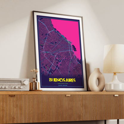Buenos Aires Cyberpunk Map Poster