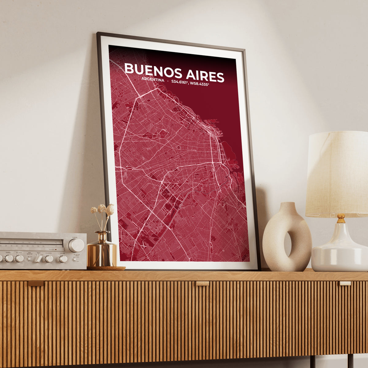 Buenos Aires Garnet Map Poster