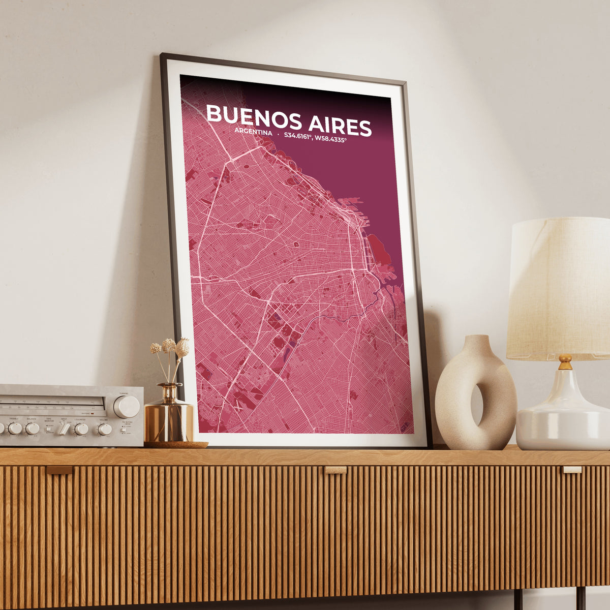 Buenos Aires Scarlet Map Poster
