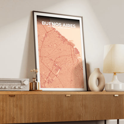 Buenos Aires Blush Map Poster