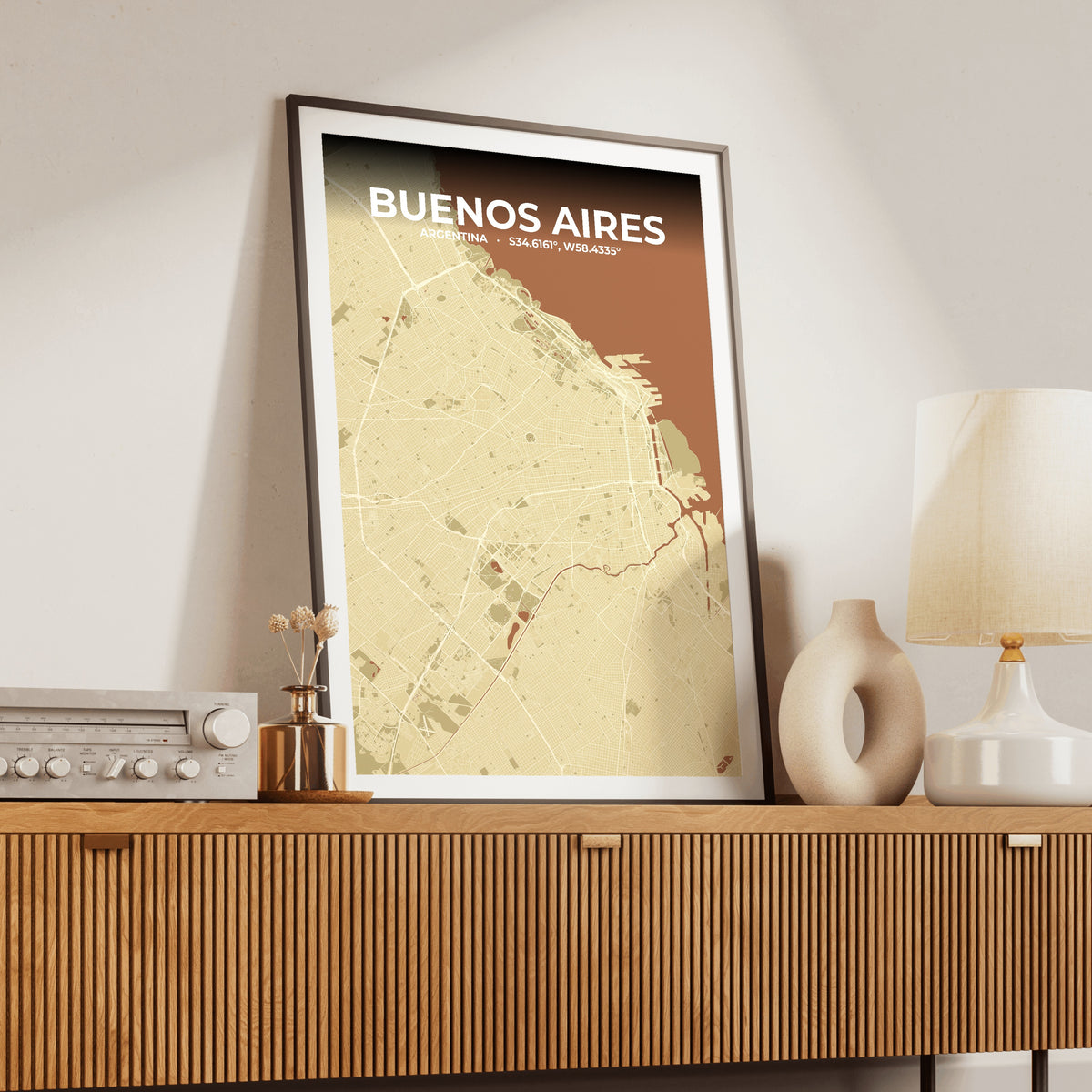 Buenos Aires Ember Map Poster