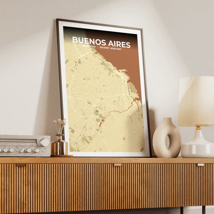 Buenos Aires Ember Map Poster