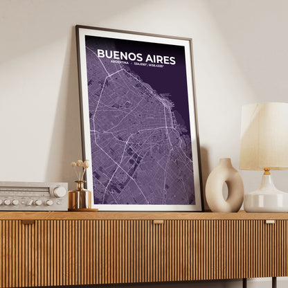 Buenos Aires Dusk Map Poster