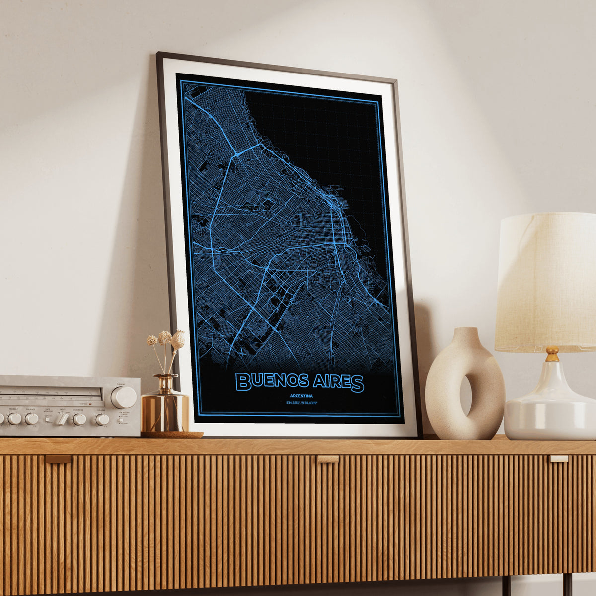 Buenos Aires Phosphor Map Poster - IBM Blue