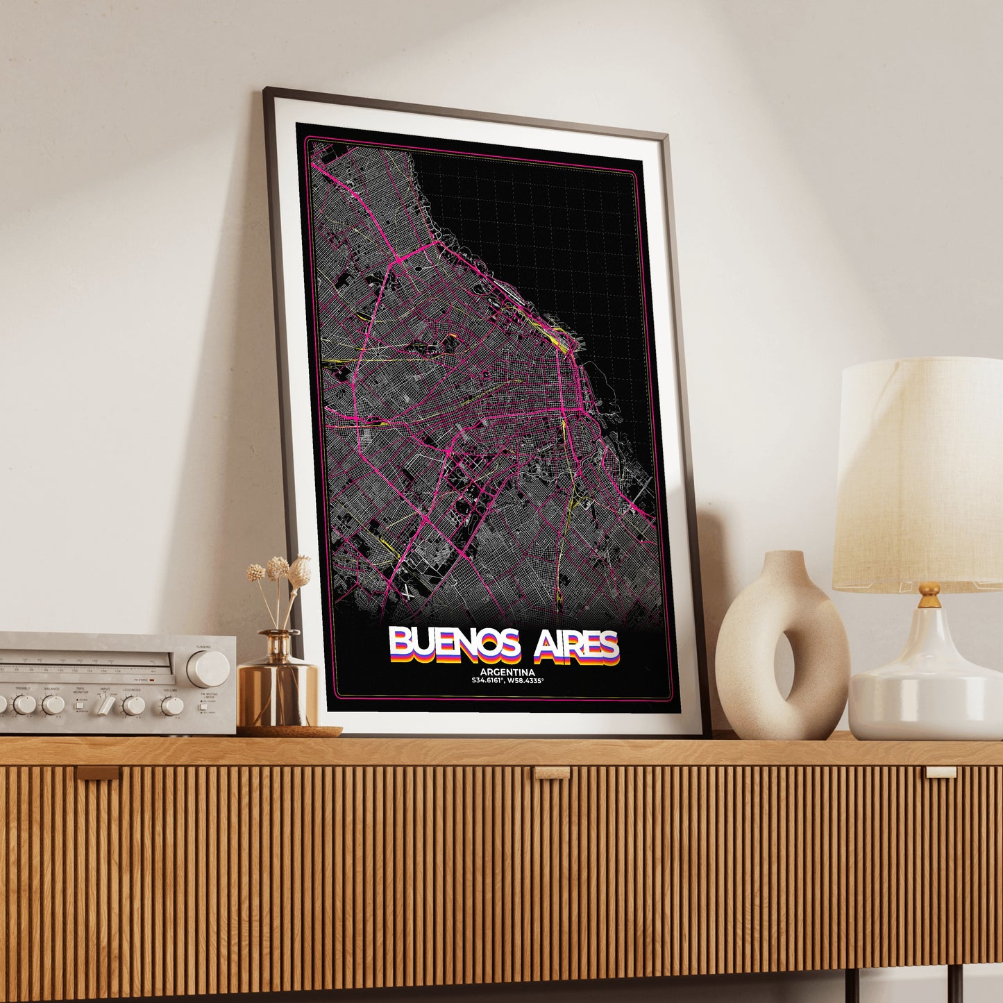 Buenos Aires Retro Map Poster