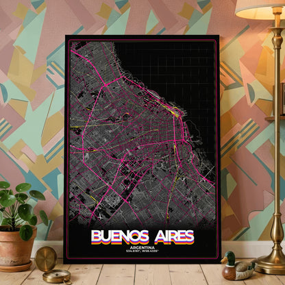 Buenos Aires Retro Map Poster