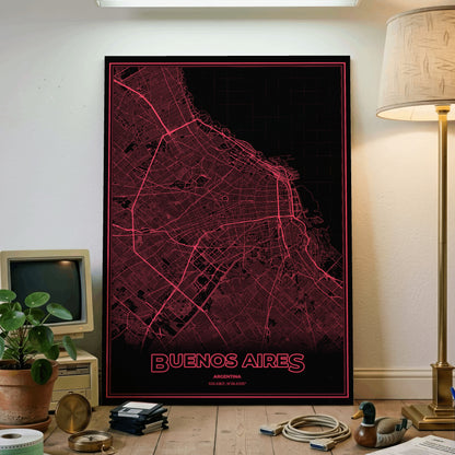 Buenos Aires Phosphor Map Poster - System Alert