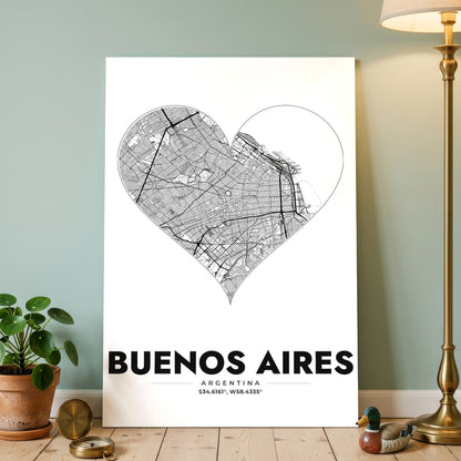 Buenos Aires Heart Map Poster