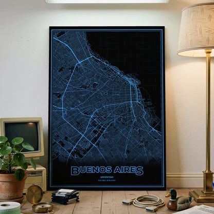 Buenos Aires Phosphor Map Poster - IBM Blue