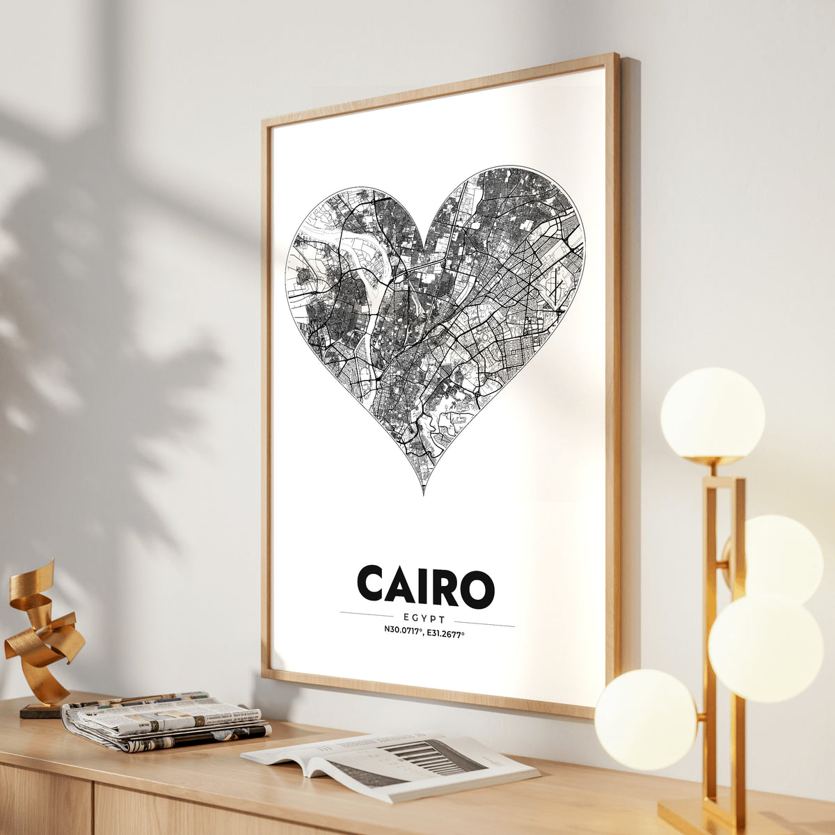 Cairo Heart Map Poster
