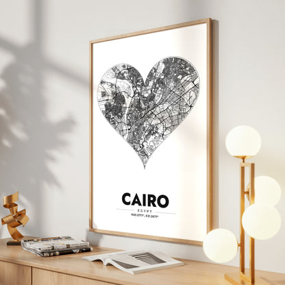 Cairo Heart Map Poster