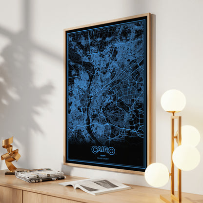 Cairo Phosphor Map Poster - IBM Blue