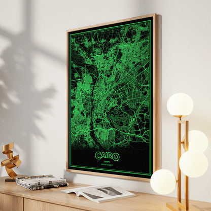 Cairo Phosphor Map Poster - Phosphor Green