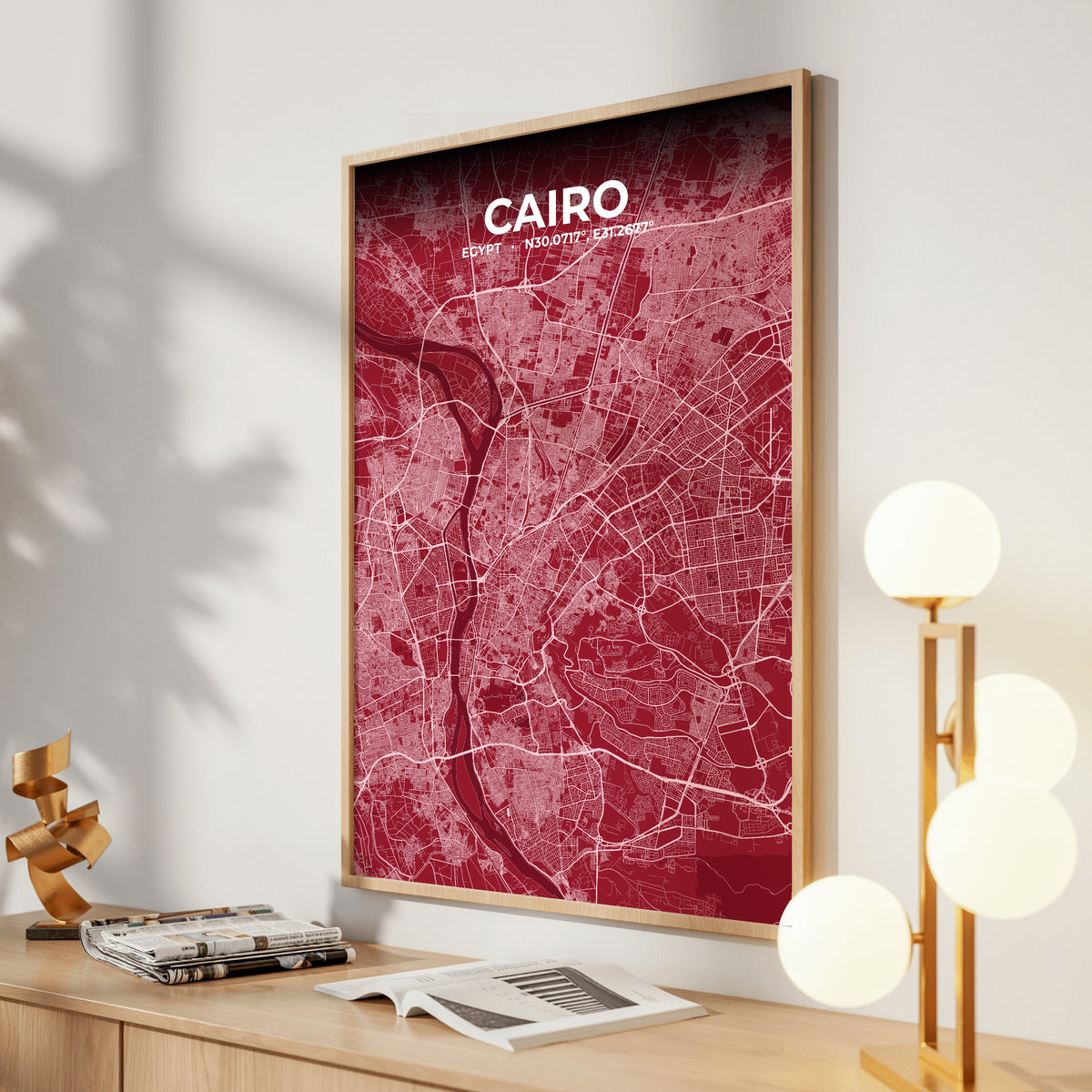 Cairo Garnet Map Poster