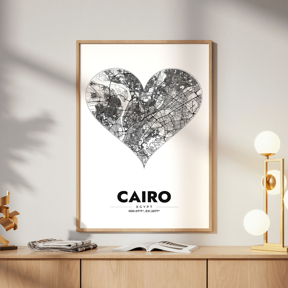Cairo Heart Map Poster