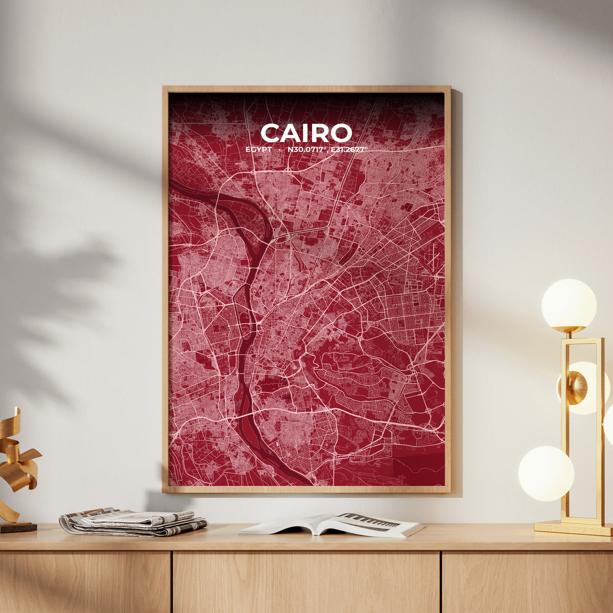 Cairo Garnet Map Poster