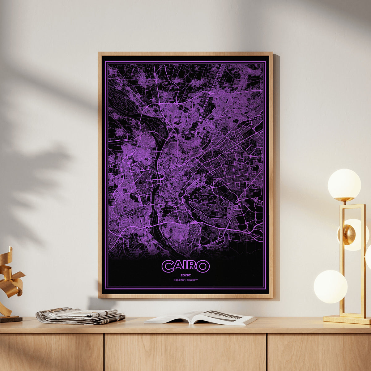 Cairo Phosphor Map Poster - EGA Violet