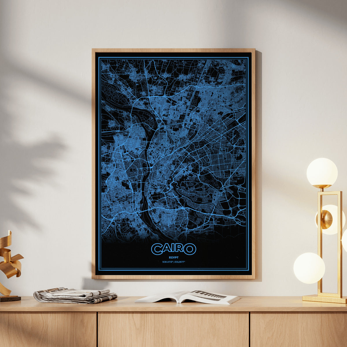 Cairo Phosphor Map Poster - IBM Blue