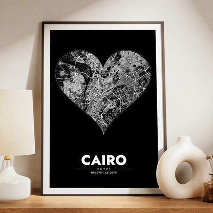Cairo Heart Map Poster